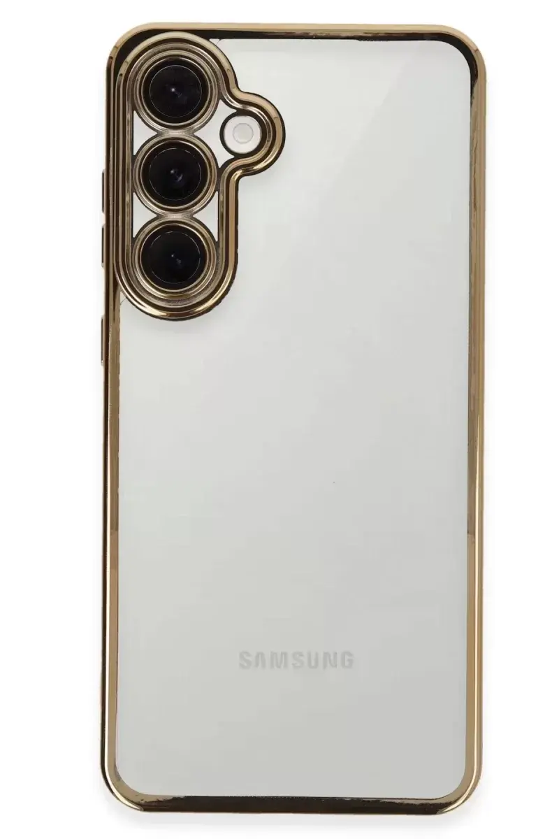 Newface Samsung Galaxy S24 Fe Kılıf Razer Lensli Silikon - Gold
