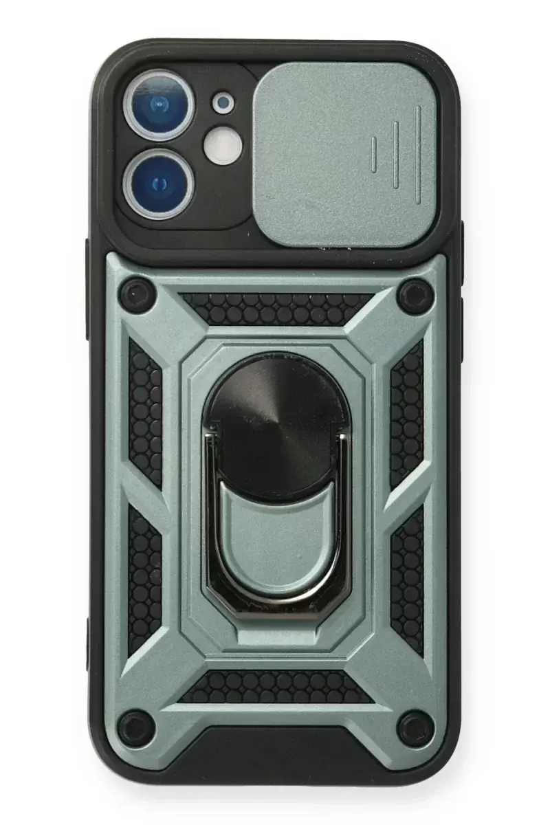 Newface İphone 11 Kılıf Pars Lens Yüzüklü Silikon - Yeşil