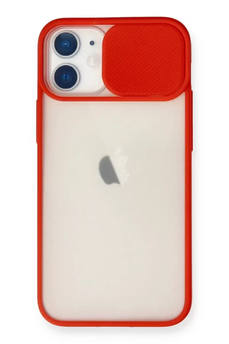 Newface İphone 11 Kılıf Palm Buzlu Kamera Sürgülü Silikon - Kırmızı