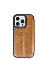 Newface Apple İphone 15 Pro Max Kılıf Flip Cover - Taba
