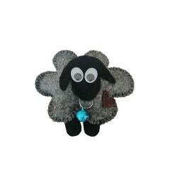 Kedi Oyuncağı Çanlı Keçe Koyun 8-9 cm Gri