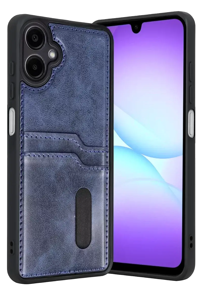 Newface Samsung Galaxy A07 4g Sara Kartvizitli Deri Kılıf - Lacivert