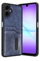Newface Samsung Galaxy A07 4g Sara Kartvizitli Deri Kılıf - Lacivert