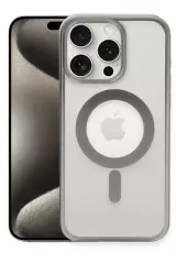 Newface İphone 15 Pro Kılıf Erozi Magsafe Kapak - Gümüş