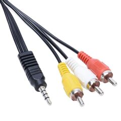 Uydu Alıcısı Av Kablo 3.5 Mm Stereo E / 3 Rca Kablo 1,2 Metre Kısa Jack