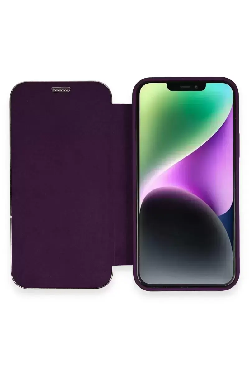 Newface İphone 12 Kılıf Dolpin Kapaklı - Derin Mor