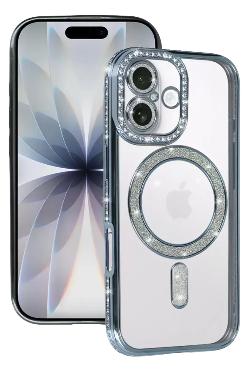 Newface Apple İphone 17 Joke Simli Magneticsafe Kılıf - Mavi