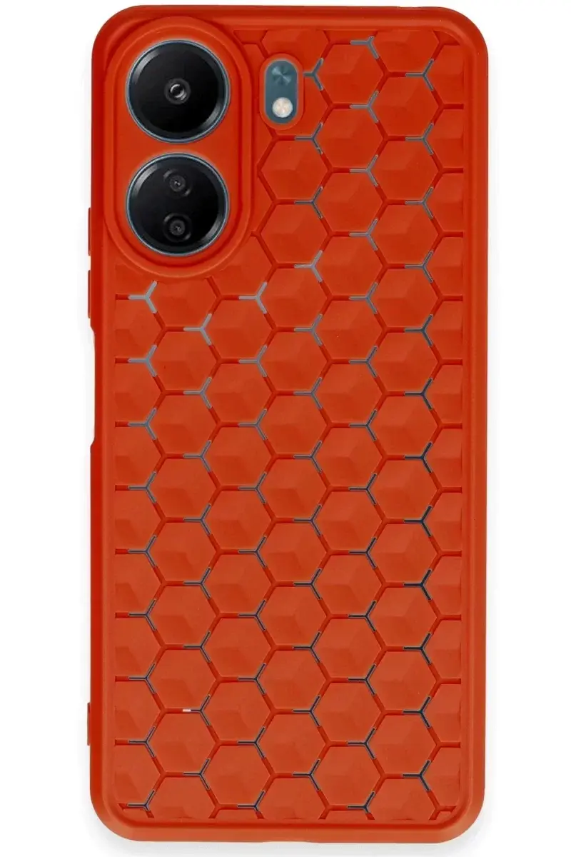 Newface Xiaomi Redmi 13c Kılıf Petek Silikon Kapak - Kırmızı