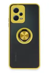 Newface Xiaomi Redmi Note 12 5g Kılıf Montreal Yüzüklü Silikon Kapak - Sarı