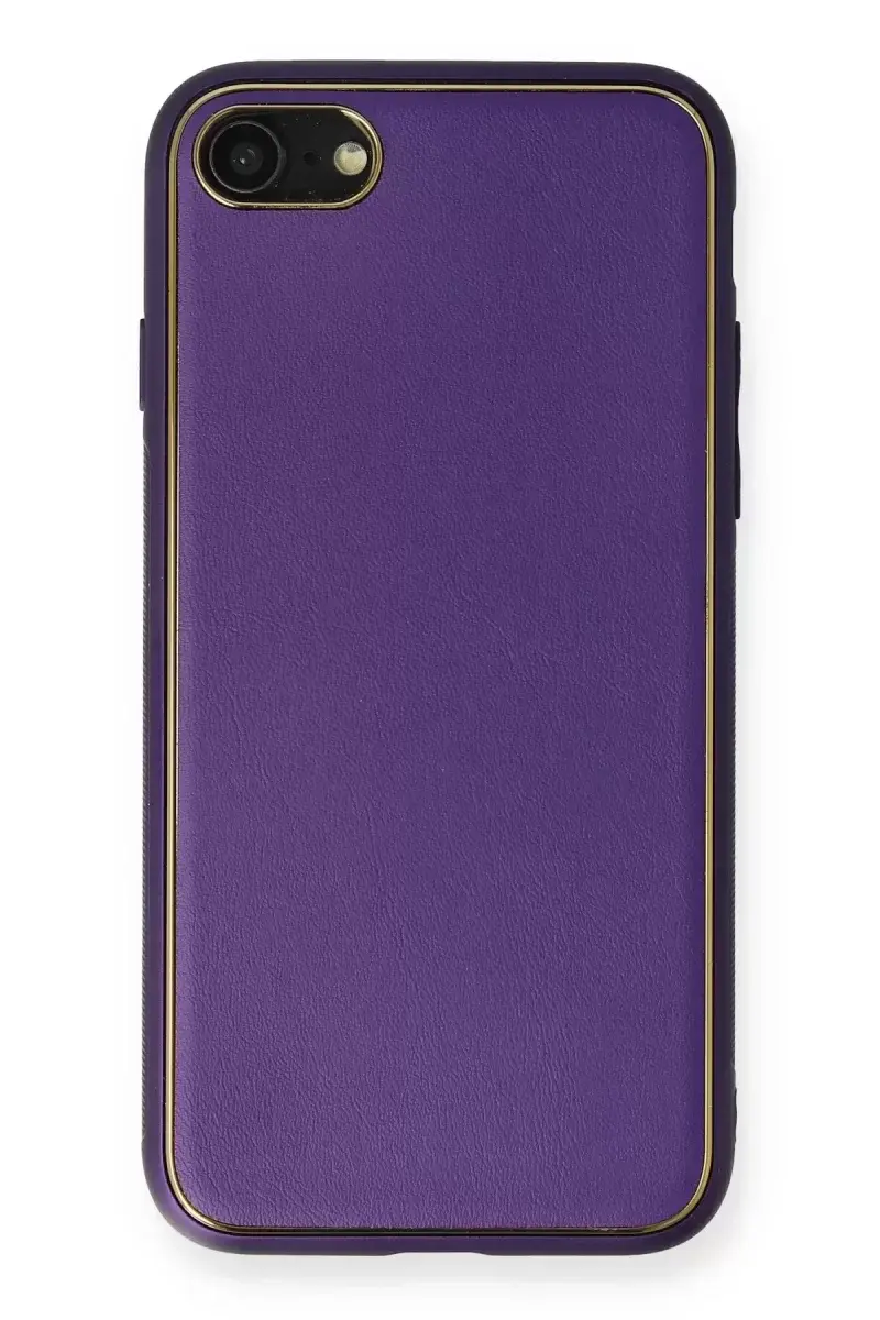 Newface İphone 7 Kılıf Coco Deri Silikon Kapak - Mor