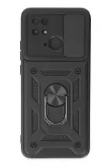 Newface Xiaomi Redmi 10c Kılıf Pars Lens Yüzüklü Silikon - Siyah