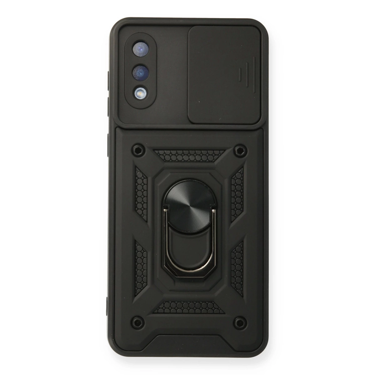 Samsung Galaxy A02 Kılıf Pars Lens Yüzüklü Silikon - Siyah