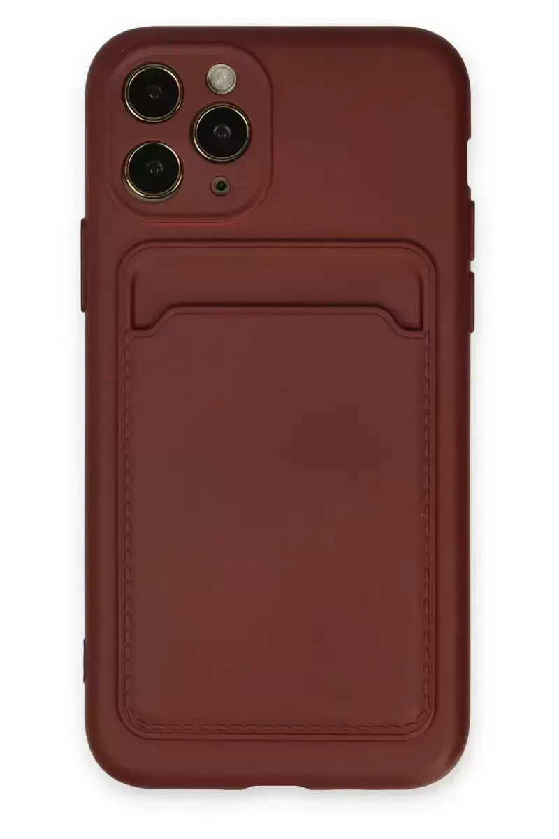 Newface Apple İphone 11 Pro Kılıf Kelvin Kartvizitli Silikon - Bordo