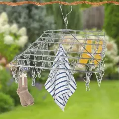 Sunup Sn-29188 Metal Çorap Askısı 30 Mandallı Paslanmaz Çelik İç Çamaşırı Kurutma Askılığı