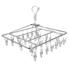 Sunup Sn-29188 Metal Çorap Askısı 30 Mandallı Paslanmaz Çelik İç Çamaşırı Kurutma Askılığı