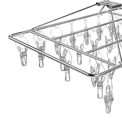 Sunup Sn-29188 Metal Çorap Askısı 30 Mandallı Paslanmaz Çelik İç Çamaşırı Kurutma Askılığı