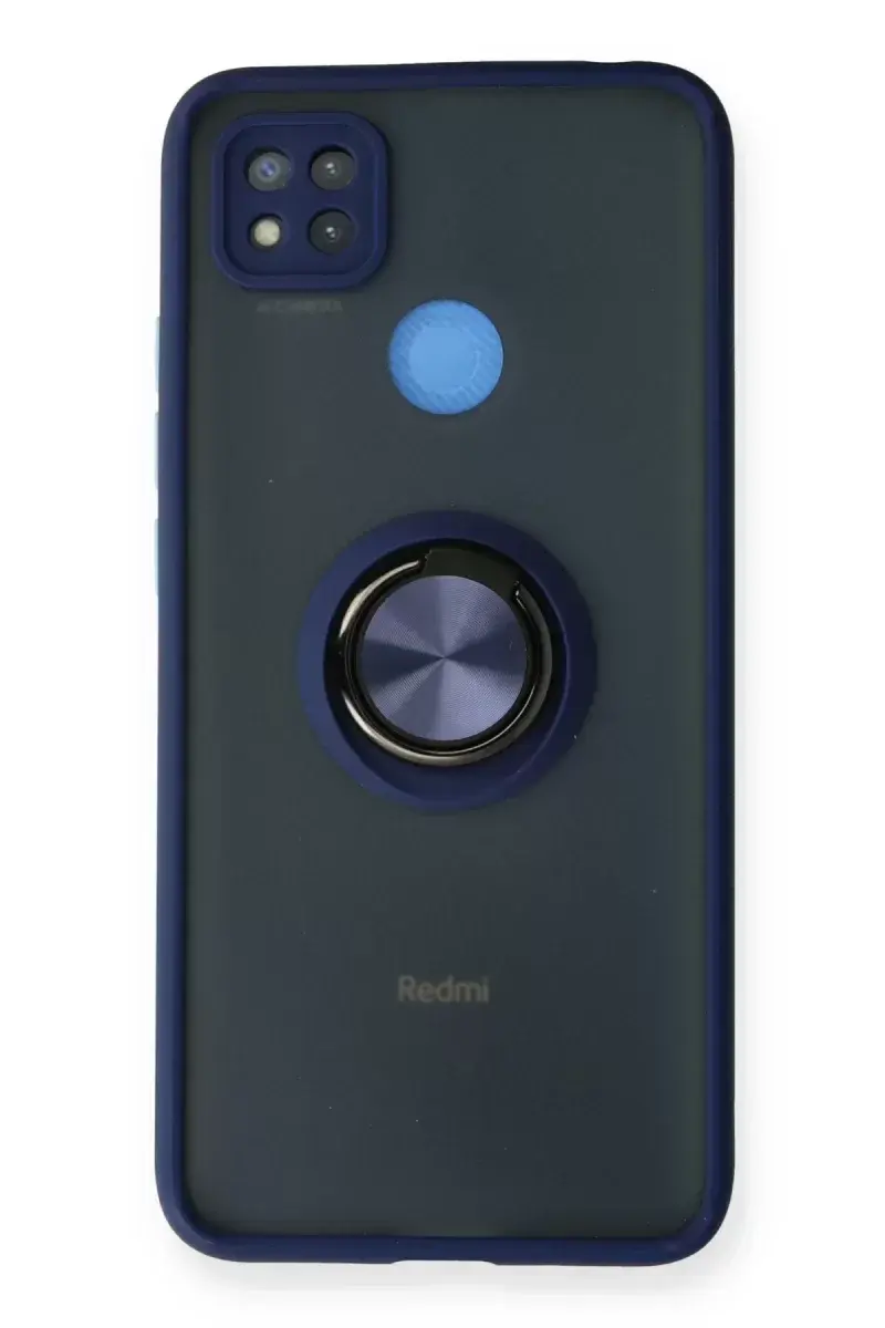Newface Xiaomi Redmi 9c Kılıf Montreal Yüzüklü Silikon Kapak - Lacivert