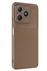 Newface Realme C61 Kılıf Auto Focus Karbon Kapak - Kahverengi