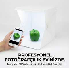 20 X 20 Cm Profesyonel Stüdyo Led Işıklı Çift Sıra Ürün Fotoğraf Çekim Çadırı