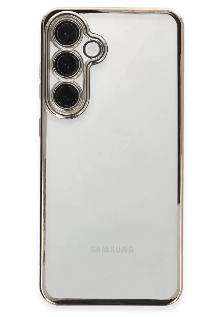 Newface Samsung Galaxy S24 Fe Kılıf Razer Lensli Silikon - Titanyum Gri