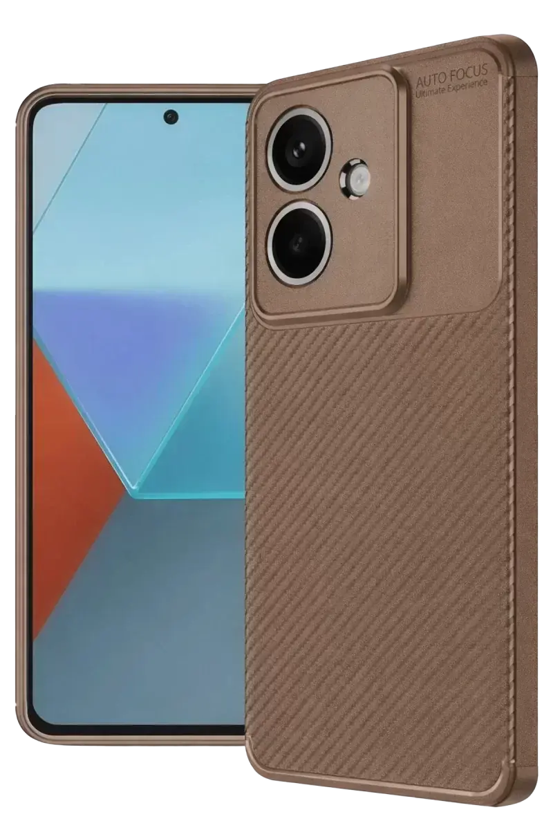 Newface Oppo A3 Kılıf Auto Focus Karbon Kapak - Kahverengi