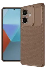 Newface Oppo A3 Kılıf Auto Focus Karbon Kapak - Kahverengi