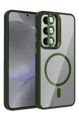 Joko Samsung Galaxy S24 Fe Remim Lensli Magsafe Standlı Kapak - Koyu Yeşil