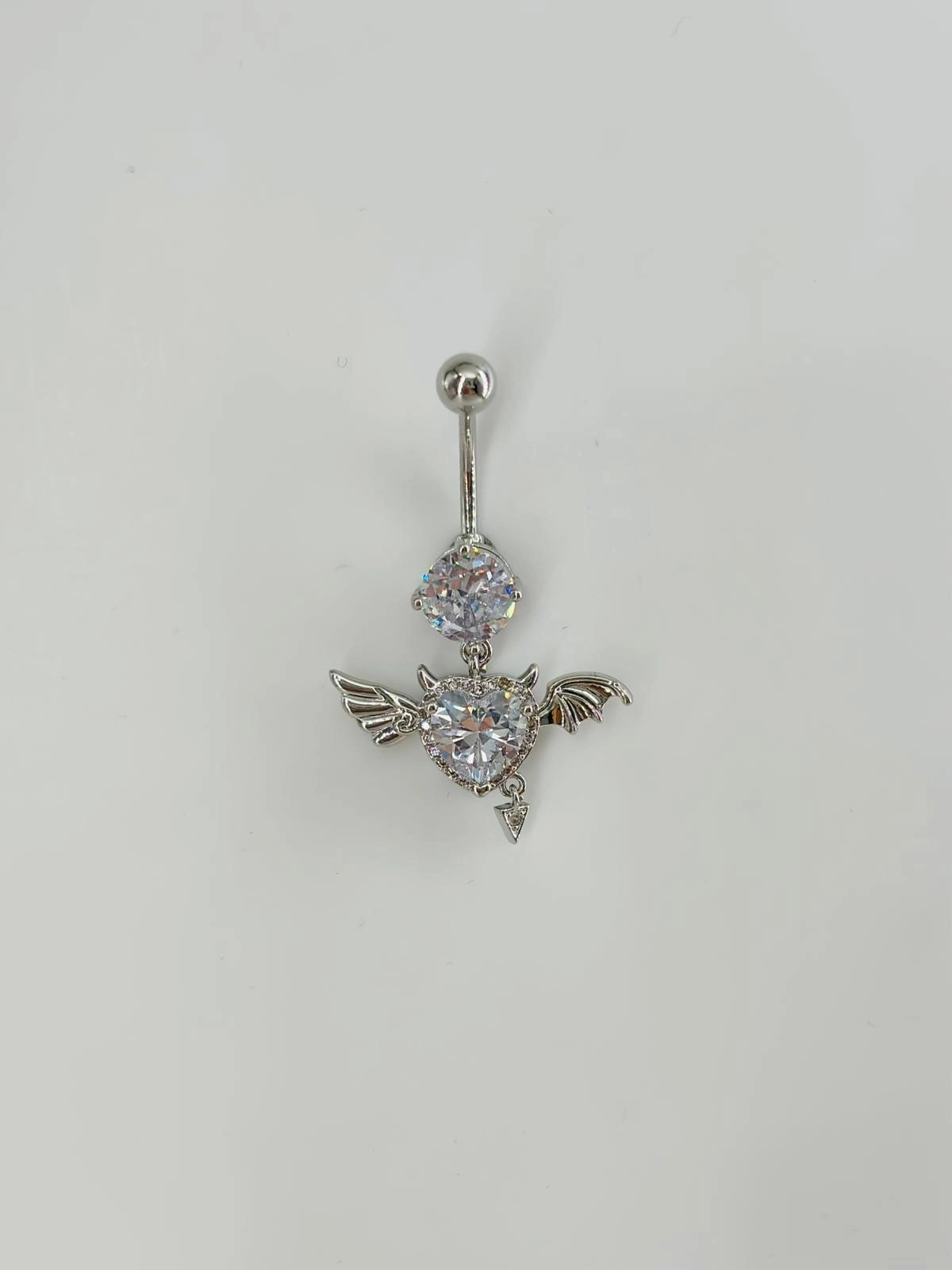 Melek Kanatlı Kalp Detaylı Göbek Piercing