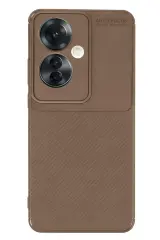 Newface Oppo Reno 11f Kılıf Auto Focus Karbon Kapak - Kahverengi