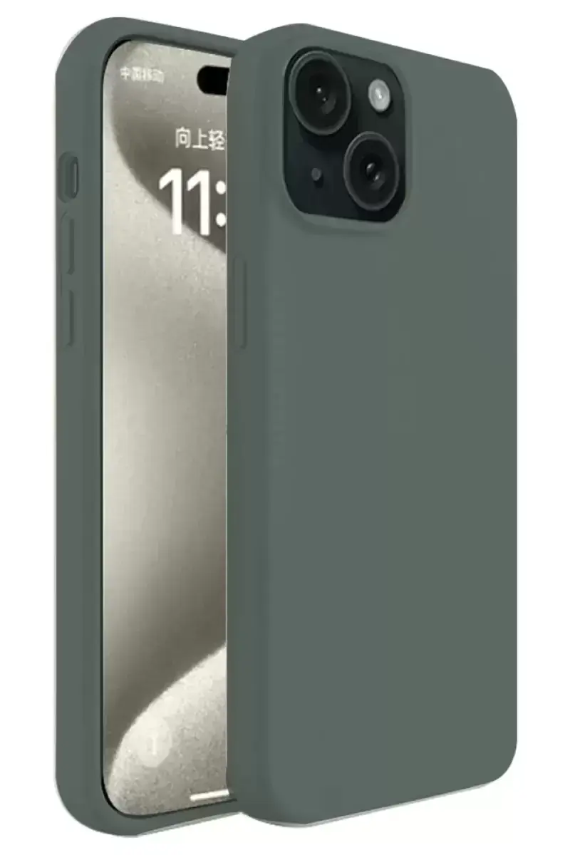 Newface İphone 15 Kılıf First Silikon - Koyu Yeşil