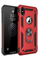 Newface İphone Xs Max Kılıf Sofya Yüzüklü Silikon Kapak - Kırmızı