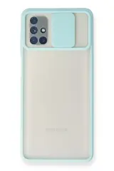 Newface Samsung Galaxy M51 Kılıf Palm Buzlu Kamera Sürgülü Silikon - Turkuaz