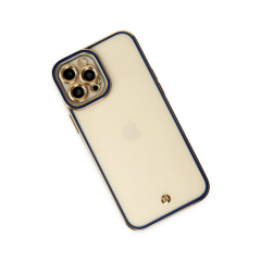 İphone 12 Pro Max Kılıf Liva Lens Silikon - Mavi
