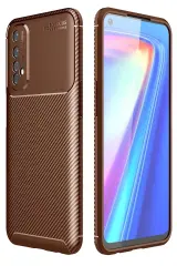 Newface Realme 7 Kılıf Auto Focus Karbon Kapak - Kahverengi