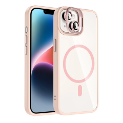 Joko  İphone 15 Plus Remim Lensli Magsafe Standlı Kapak - Pembe