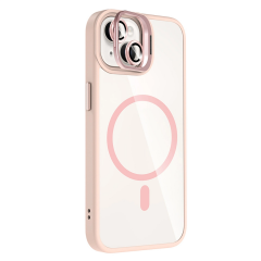 Joko  İphone 15 Plus Remim Lensli Magsafe Standlı Kapak - Pembe