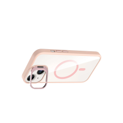 Joko  İphone 15 Plus Remim Lensli Magsafe Standlı Kapak - Pembe