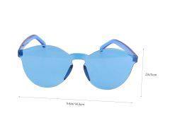 Sert Mika Oval Şekilli Çerçevesiz Mavi Gözlük Retro Parti 5x14 Cm