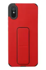 Newface Xiaomi Redmi 9a Kılıf Mega Standlı Silikon - Kırmızı