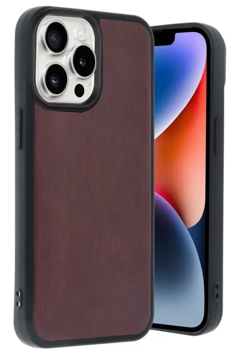 Newface İphone 14 Pro Max Kılıf Aras Deri Kapak - Bordo