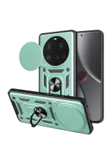 Newface Xiaomi Mi 15 Ultra Kılıf Pars Lens Yüzüklü Silikon - Yeşil