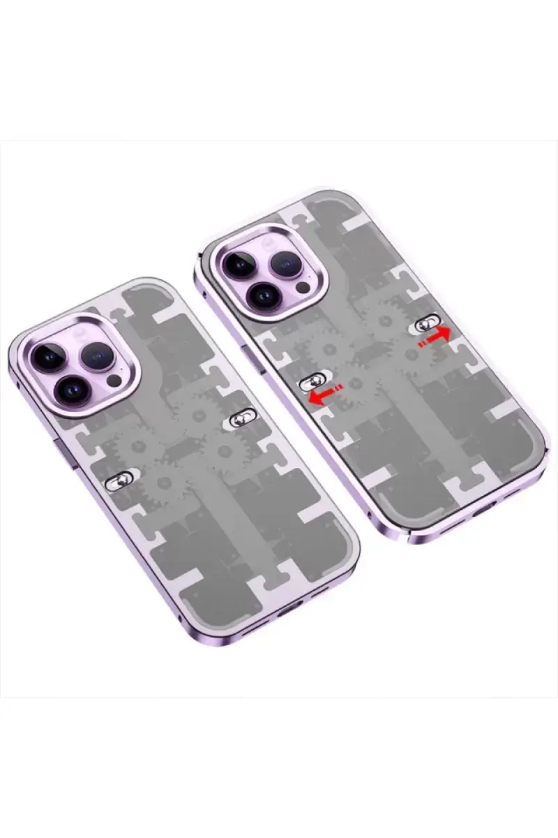 Newface Apple İphone 13 Pro Max Kılıf Mekanik Bumper Kapak - Derin Mor