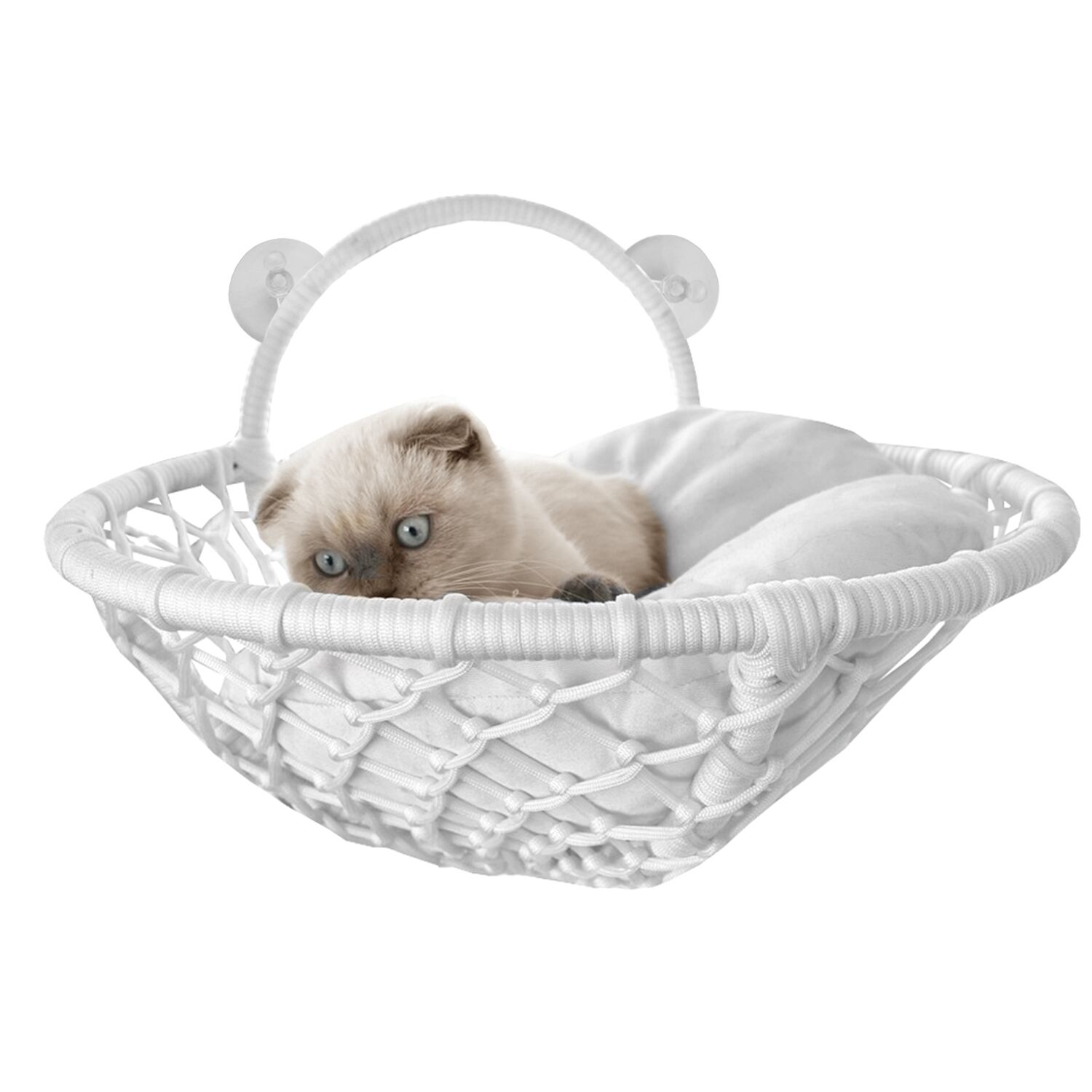 Markapet Vantuzlu Oval Kedi Hamağı Kedi Yatağı 17*46 cm Beyaz