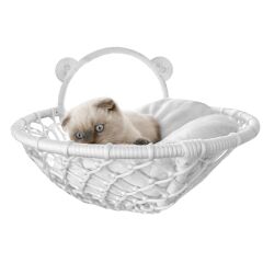 Markapet Vantuzlu Oval Kedi Hamağı Kedi Yatağı 17*46 cm Beyaz