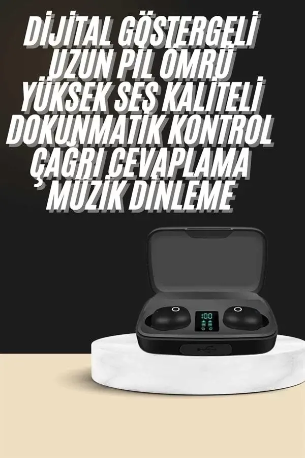 Kablosuz Dijital Göstergeli Çağrı Cevaplayabilen Tws 5.0 Bluetooth Kulaklık