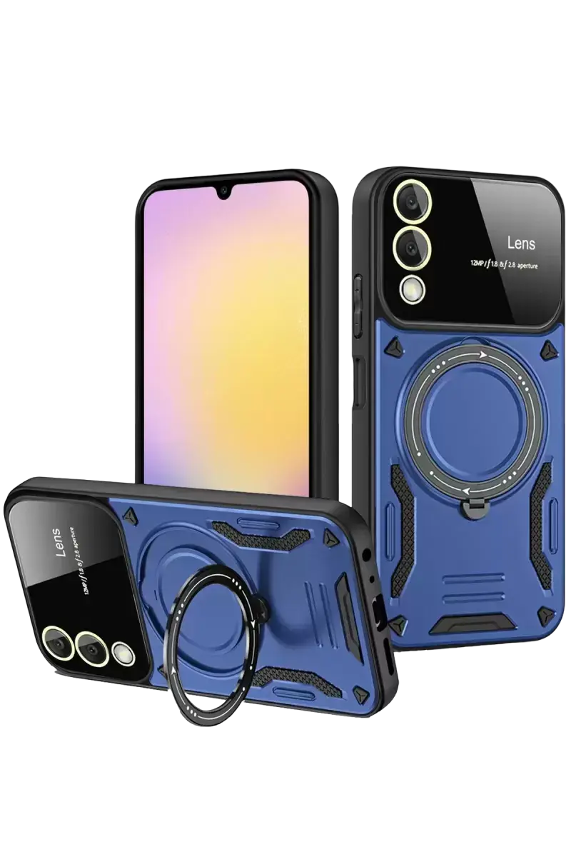 Newface Samsung Galaxy S25 Edge Kılıf Joy Lens Standlı Kapak - Lacivert