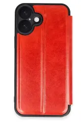 Newface İphone 16 Plus Kılıf Flip Cover - Kırmızı