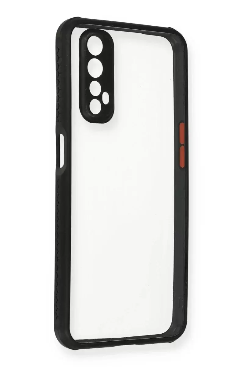 Newface Realme 7 Kılıf Miami Şeffaf Silikon - Siyah