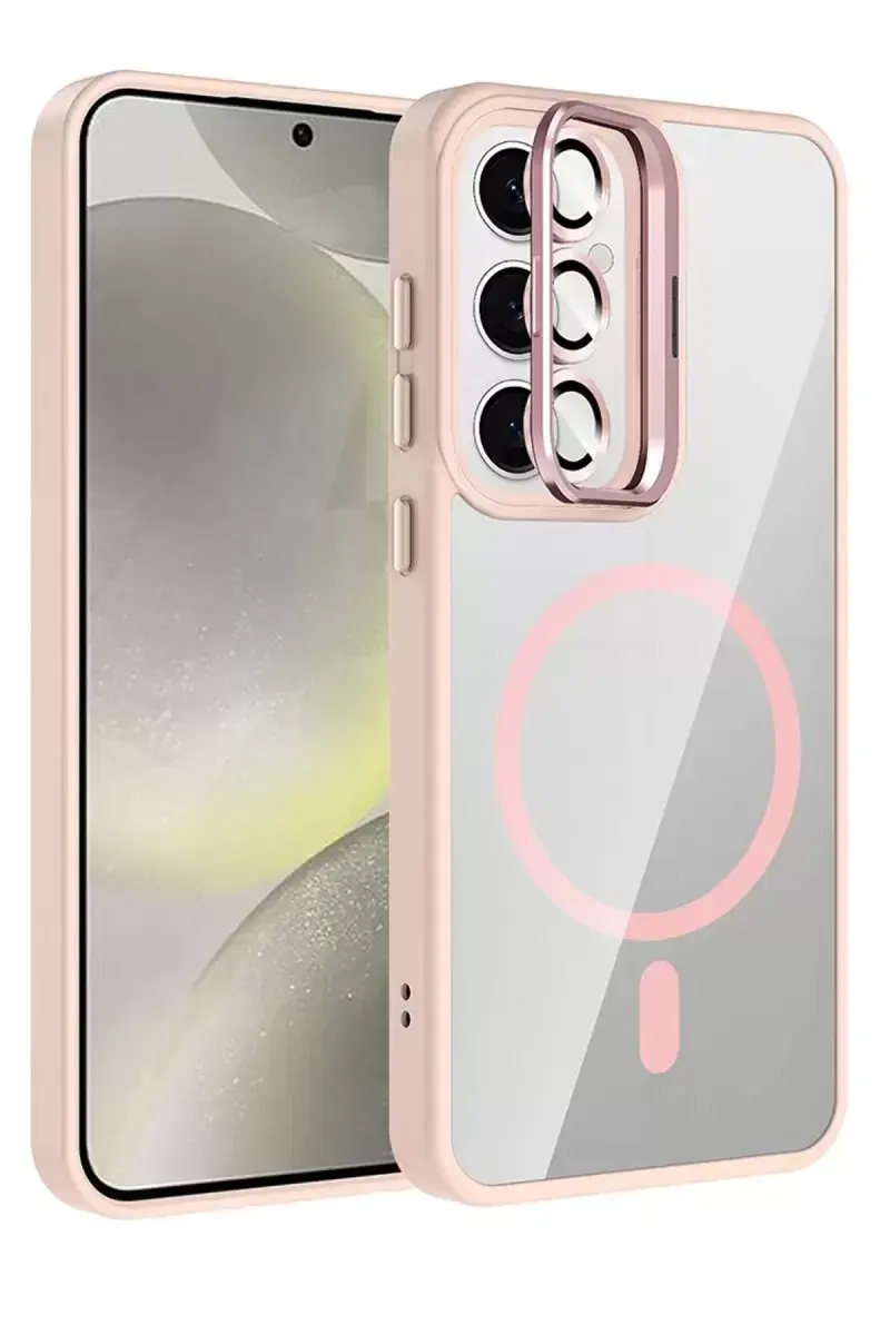 Joko Samsung Galaxy S24 Fe Remim Lensli Magsafe Standlı Kapak - Pembe