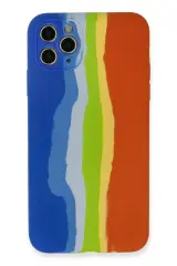 Newface Apple İphone 11 Pro Kılıf Ebruli Lansman Silikon - Mavi-turuncu